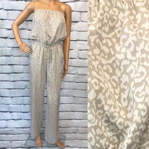 Ann Taylor Loft Animal Print Strapless Jumpsuit